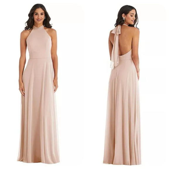 After Six High Neck Halter Backless Maxi Dress Sz 8 - Picture 1 of 14
